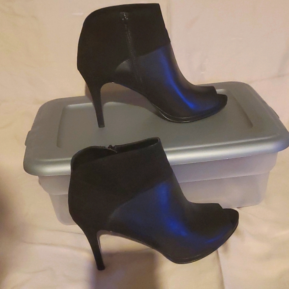 Black high heel ankle boots